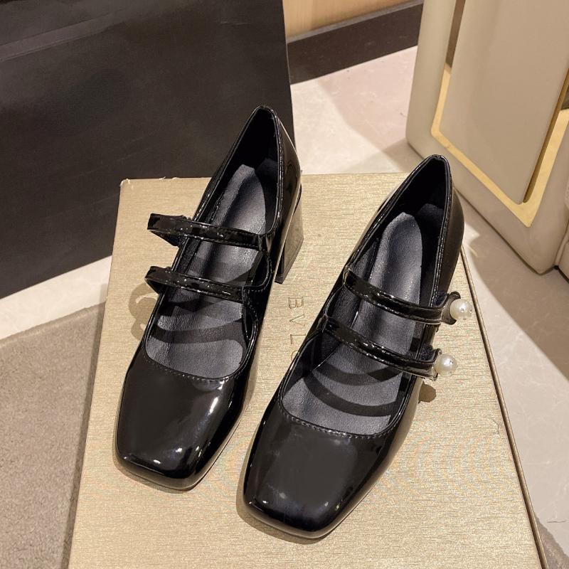 Fashion Pink Double Breasted High Heels for Women 2024 Summer New Thick Heeled Square Toe Japanese Gentle French Mary Jane Women's Shoes