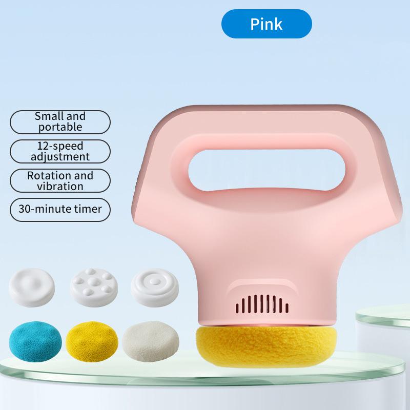 

Ручной массажер для коррекции фигуры с 3 массажными головками и 3 моющимися накладками, регулируемая многоскоростная вибрация, глубокое расслабление тканей розовый