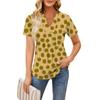 Women's Short Sleeve Casual V-neck Chest Pleated Printed Loose T-shirt Top