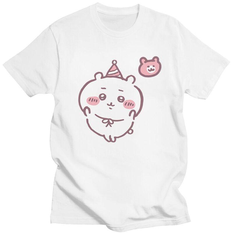 

Custom Chiikawa T Shirt Men Pure Cotton Tshirt Casual Tees Short Sleeves Cute Cartoon T-shirts Slim Fit M