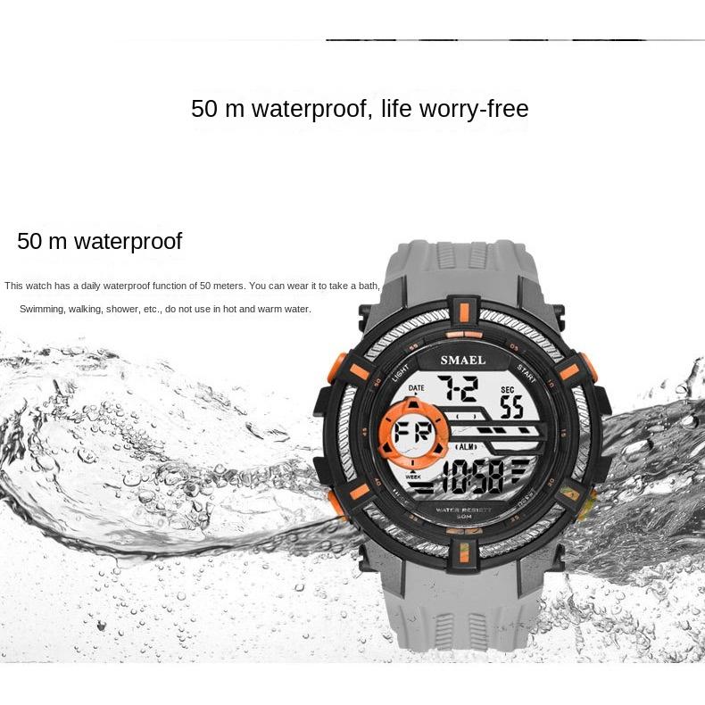 SMAEL Multi-functional Sports Watch Men's Waterproof Glow-in-the-dark Fashion Trend Electronic Watch