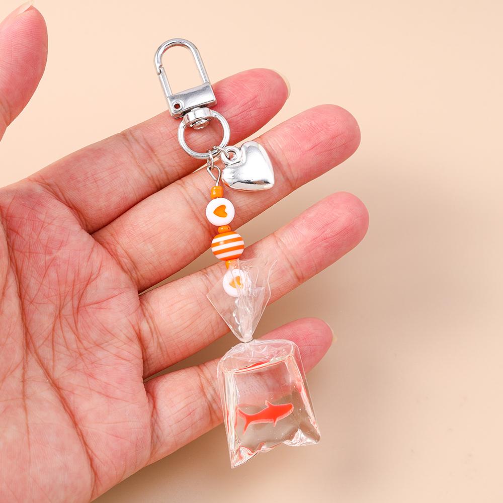 Aihua Creative Resin Waterbag Goldfish Keychains for Women Handag Pendant Keyring DIY Cute Phone Strap Jewelry Gifts