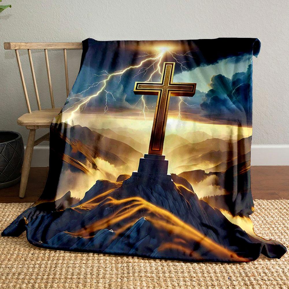 

Cross Mountain Lightning Blanket Printed Blanket for Living Room Bed Couch lunch break Soft Cozy Blanket for Friend s festival Gift 80cm x 120cm