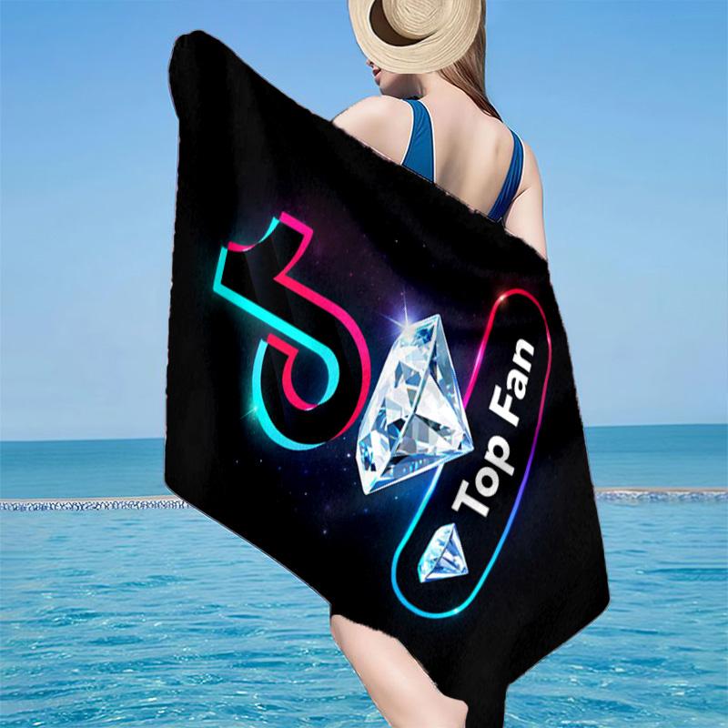 Neon Tiktok Logo Art Microfiber Beach Towel, Lightweight And Quick-Dry, for Summer Travel, Beach Essential, Swimming Pool