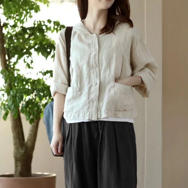 Jackets Women Vintage Loose Casual Solid All Match Spring Sunscreen Thin Breathable Japaneses Literary