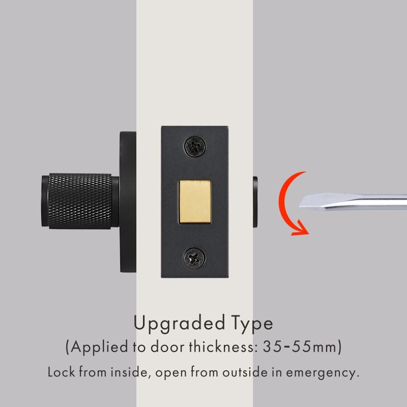 Dooroom Mässing Räfflad Dold Dörrlås Set Vardagsrum Badrum Osynlig Tumvridning Matt Svart Borstad Mässing Öppna Vid Nödfall