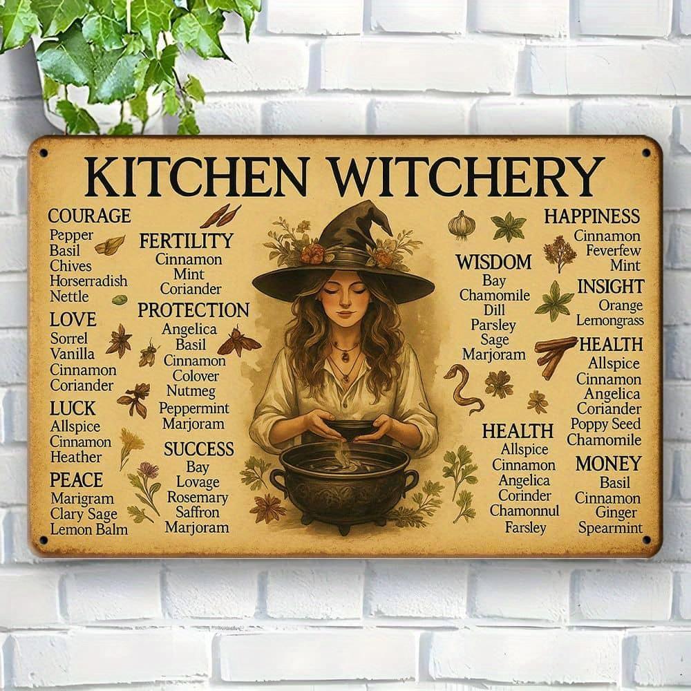 

Kitchen Witch Metal Art - 20x30cm Herbal-Themed Decor for Farmhouse & Bar Spaces чистый