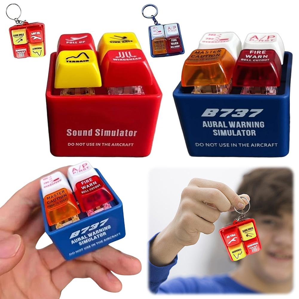 Airplane Alert Keychain W/ LED Light Emergencies Purse Ornament B737 Warning Sound Simulator for Aviation Fans Handbag Women Men