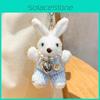 Adorable Handmade Plush Bunny Keychain With Pearl Chain For Stylish Accessory Lovers