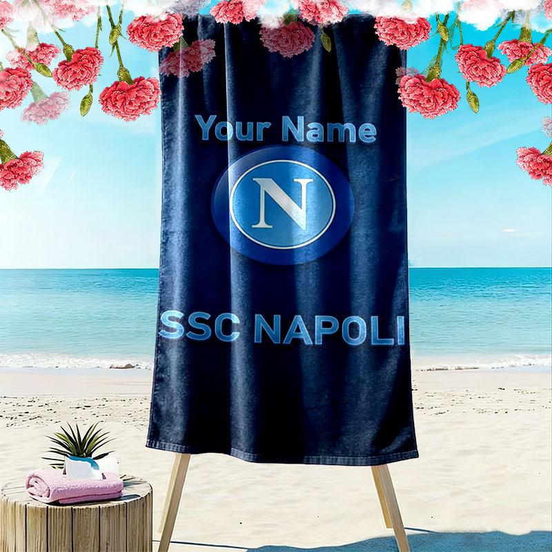 SSC Napoli Custom Name Print Beach Towel, Large Soft Quick Dry Towel for Beach Camping Swimming