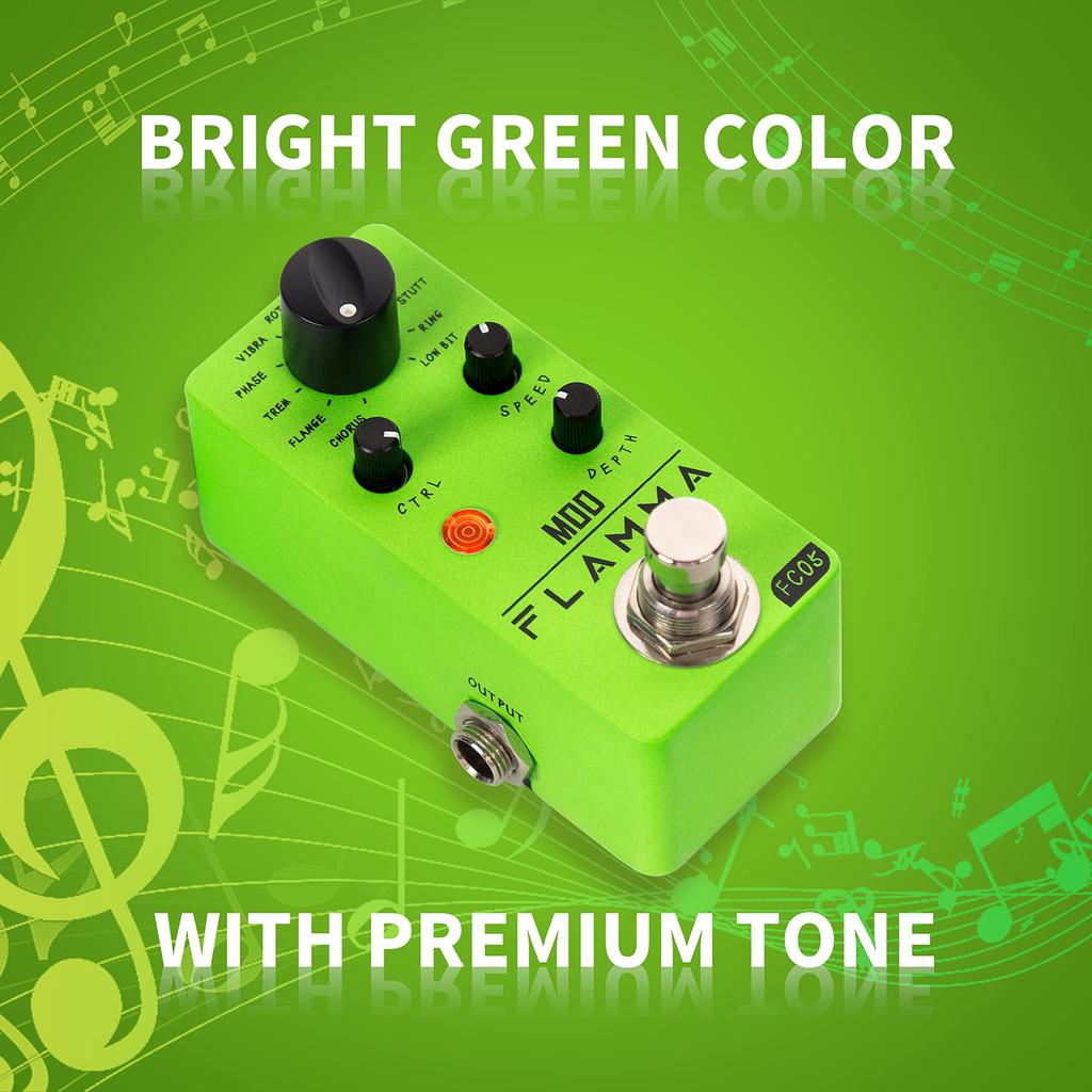 FLAMMA FC05 Mini Modulation Pedal with Chorus, Flanger, Tremolo, Phaser, Vibrato, Rotary, Liquid, Auto-Wave, Stutter Ring, and Low Bit
