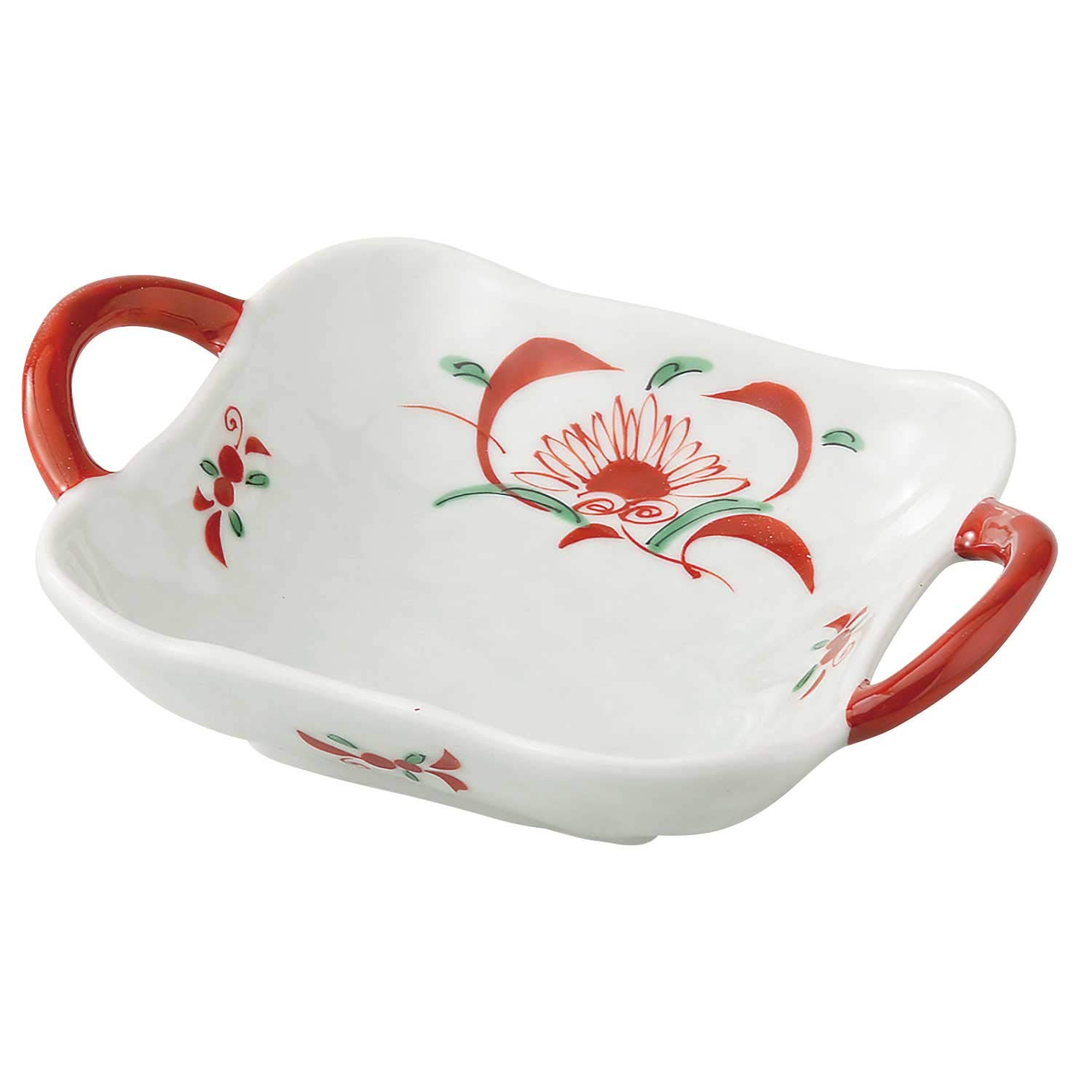 

Hamato Hasami Ware Wazan Kiln Handled Bowl 18x13cm Nishiki Manreki 279478 White белый