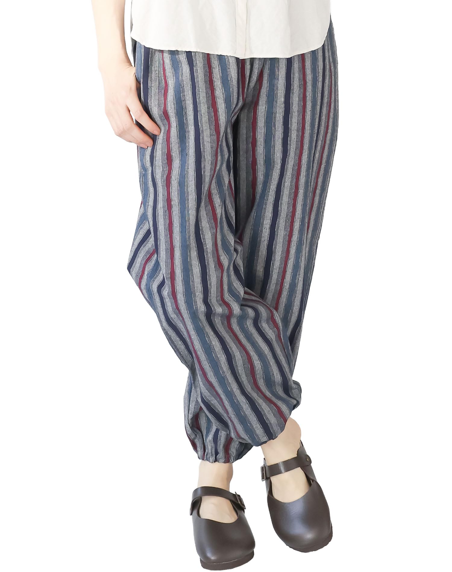 

[ON NISHIKI] Women s Monpe (traditional Japanese work pants), 100% Cotton, Spring/Autumn, Workwear, Loungewear, Relaxing Wear, Sizes M/L/LL [2: Gray x