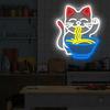 Fortune Cat Ramen Neon Sign Cat Neon Sign Dimmable Japanese Noodles Led Neon Signs for Wall Decor Anime Light Up Signs Neon Lights for Bedroom Store