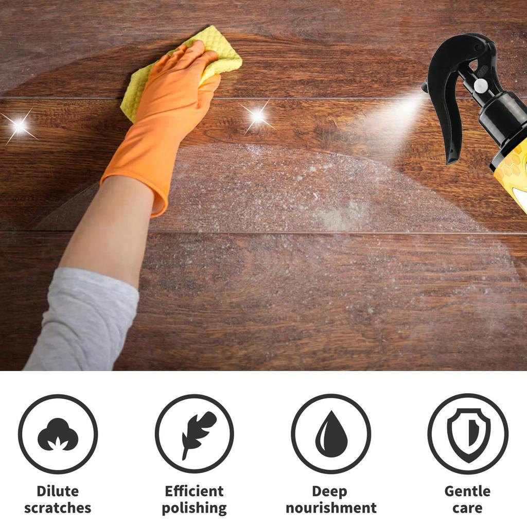 Natural Beeswax Spray Multi-purpose Waterproof Wear Resistant Furniture Polish for Wooden Floors Stain Scratches Repair Cleaning