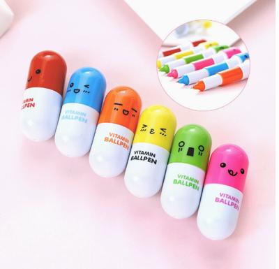3 Pack Assorted Colors Smile Face Capsule Pens, Creative Retractable Design