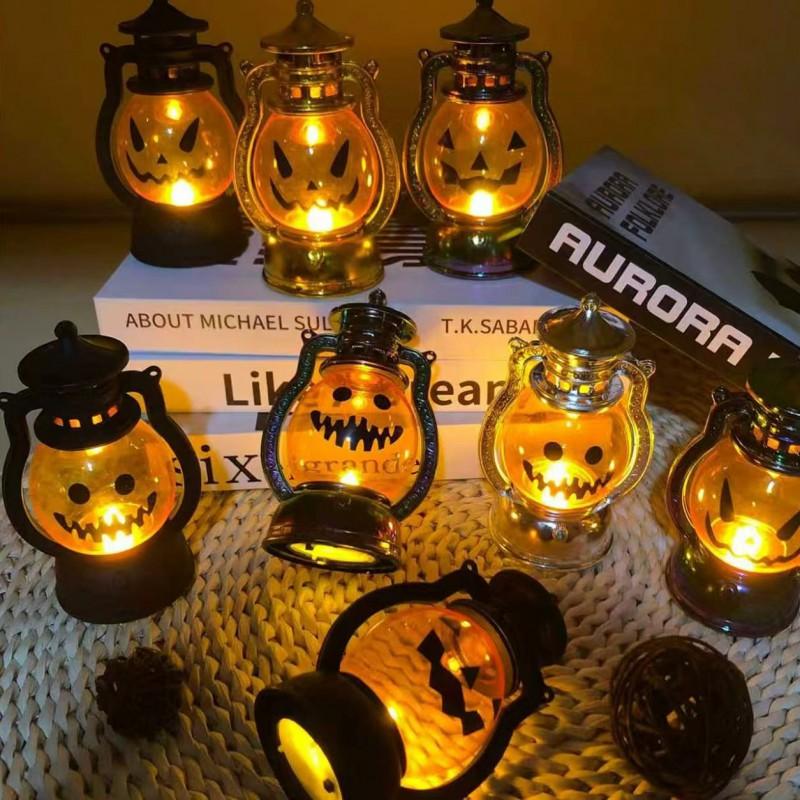 Halloween Pumpkin Lantern Decorative Handheld Lamp Kids Party Fright Night Decoration
