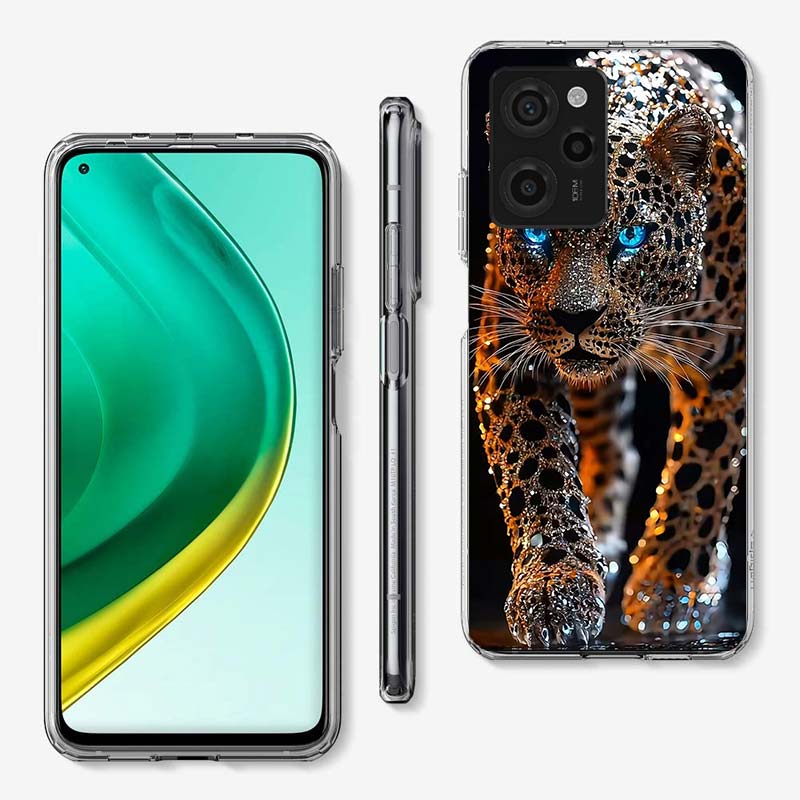 Cheetah and Illusion Diamond Gem Cover Phone Case For Xiaomi Poco M8 M7 M6 M4 M3 X7 X6 X4 Pro F7 Ultra M5S Mi 14 14T 15 15T 12T