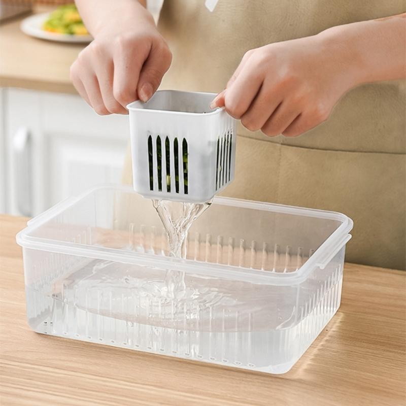 Compartment Refrigerator Storage Box with Lid Home Fridge Fresh-keeping Box