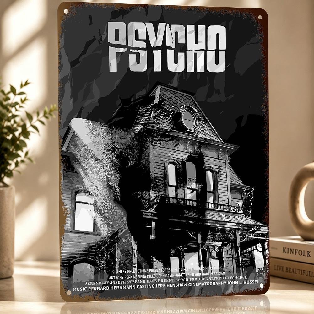 Psycho Movie Personalized D Textured Metal Poster Wall Art Vintage Tin Signs for Decor Living Room Decoration Man Wand Deko