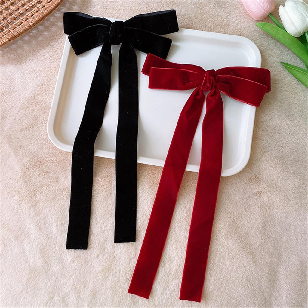 Ribbon Bowtie Hair Clip for Various Hairstyle Nonslip Women Hair Bows Elegant Barrette Hair Clamp for Ponytail and Braid