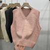 2025 Høst Dame Strikket Ermeløs Kort Vest Gensere Knapper Basic Casual Stil Løs Genser