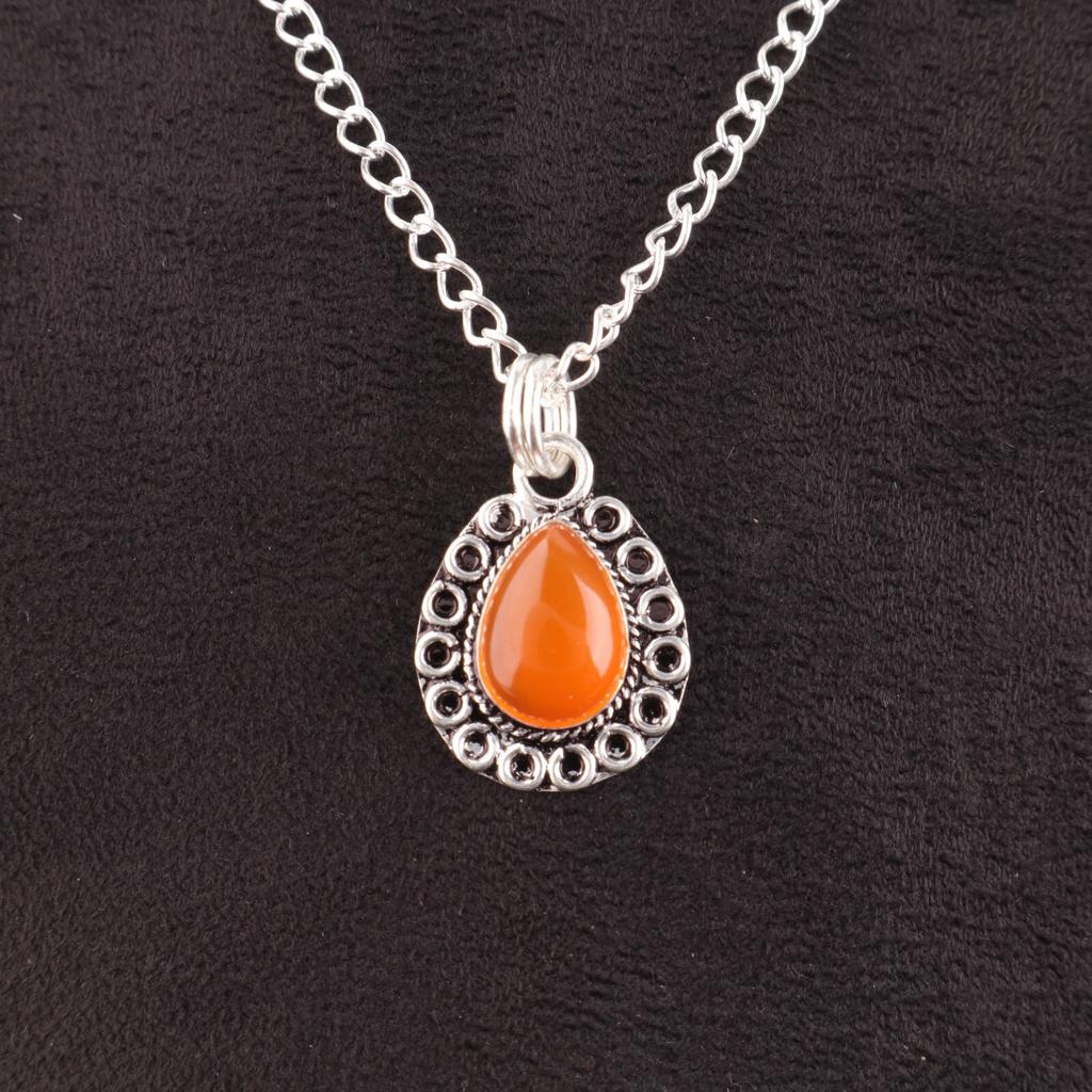 Carnelian Gemstone 925 Silver Friendship Day Elegant Mother Gift Pendant Jewelry PP-26-26