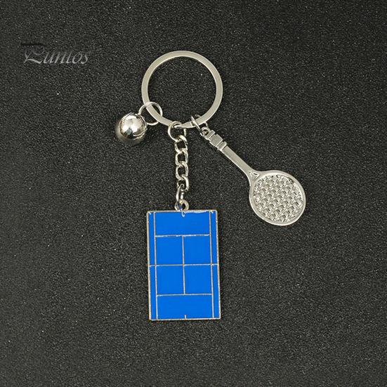 Kovová raketa na tenisový kurt Klíčenka Přenosný držák na klíče ze slitiny zinku DIY Přívěsek na kabelku Dekorace batohu Děti Dospělí Sportovní fanoušci Dárek k narozeninám
