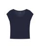 Siyajyu Sitp5300 See-Through Cap Sleeve Slim Short Sleeve T-Shirt_Navy