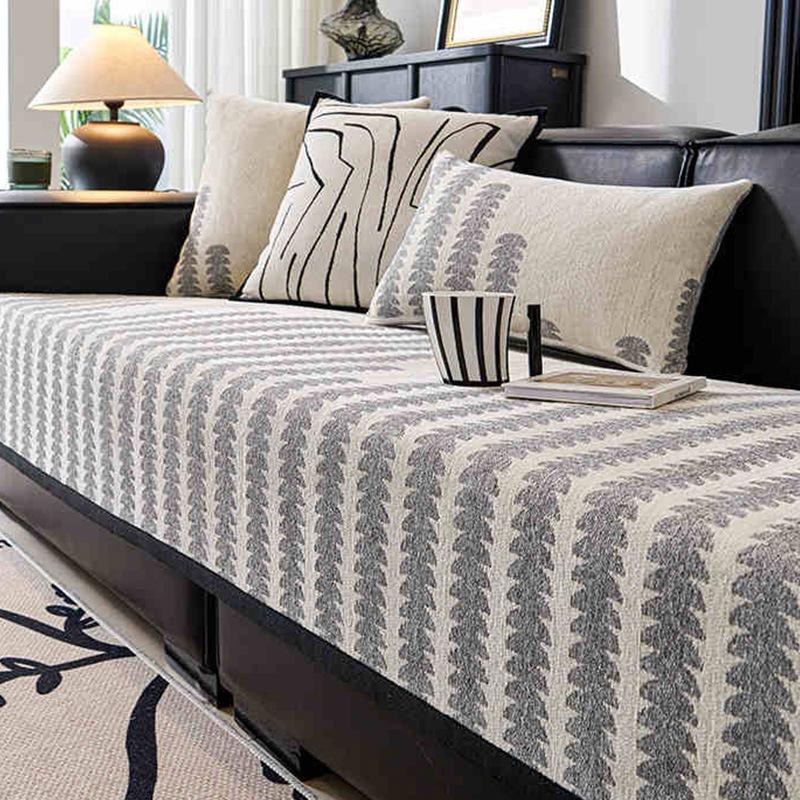 Chenille Sofa Mat Pet-Friendly All-Season Fit for 1-4 Seater Sofas, Anti-Slip Wear-Resistant Cover with Plush Warmth for Living Room