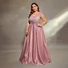 Plus Size Solid Color Sexy Long Evening Dress for Birthday Party