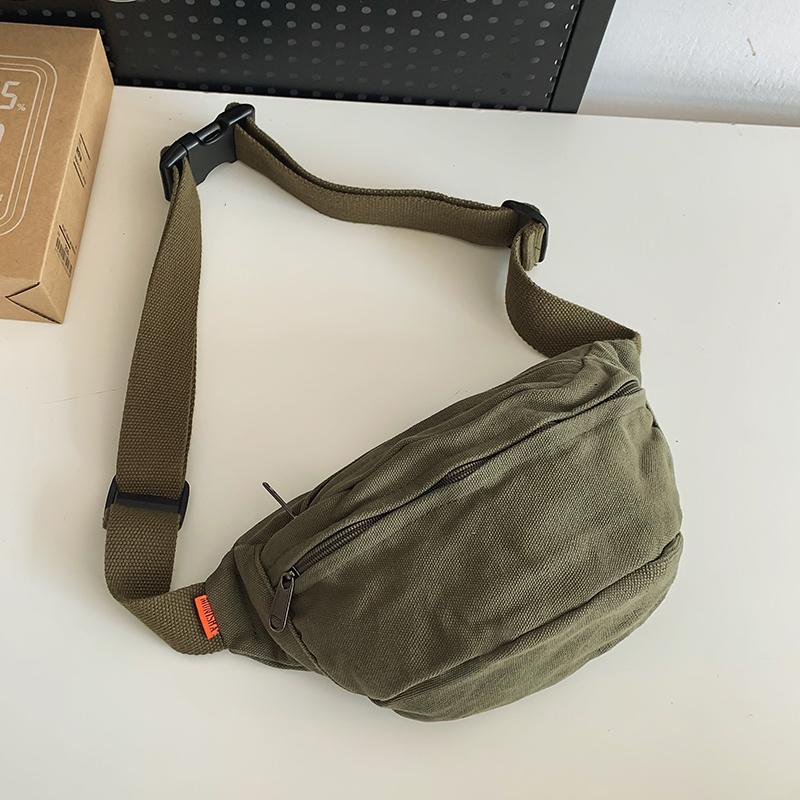 Men s Canvas Waist Bag, Men s Shoulder Bag, Chest Bag, Men s Retro Mobile Phe Waist Bag, Women s Sports Crossbody Canvas Bag, Crossbody Bag for Hiking зелёный