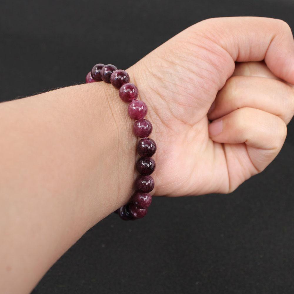 Black Glitter Stone Bracelet for Women Garnet Stone Beads Elastic Chain Bangle Men Party Jewelry Gift