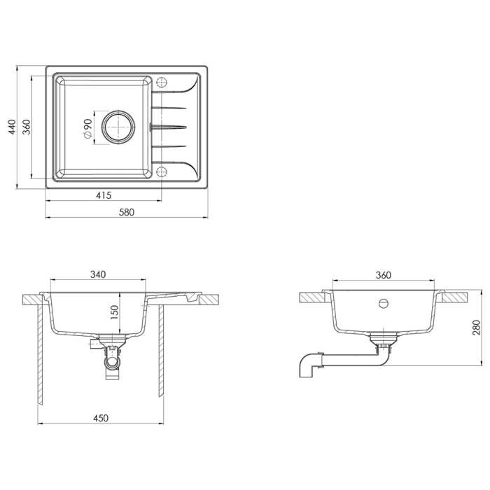 VidaXL Evier de Cuisine avec Trou de Trop-plein Ovale Evier Encastré Extra-profond Décoration de Cuisine Intérieur Maison 147101