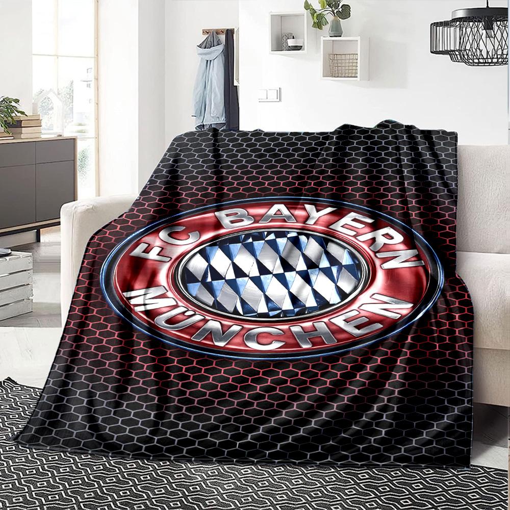 FC Bayern München Logo Decke Strapazierfähiger Komfort Perfekt für Bett Wohnzimmer Sofa Vier Jahreszeiten Universell Modern Bestes Weihnachtsgeschenk für Freunde Familie