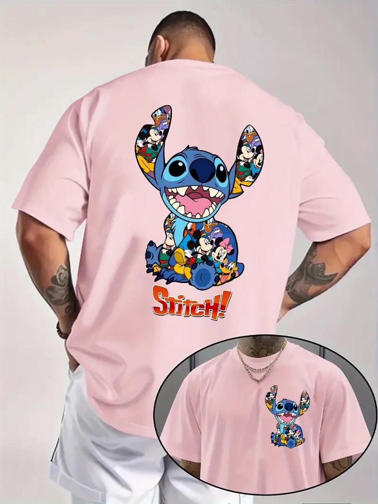 Summer Disney Series Cartoonprinted Pure Cotton Tshirts Are Fashionable Loose and Casual Shortsleeved for Both Men and Women