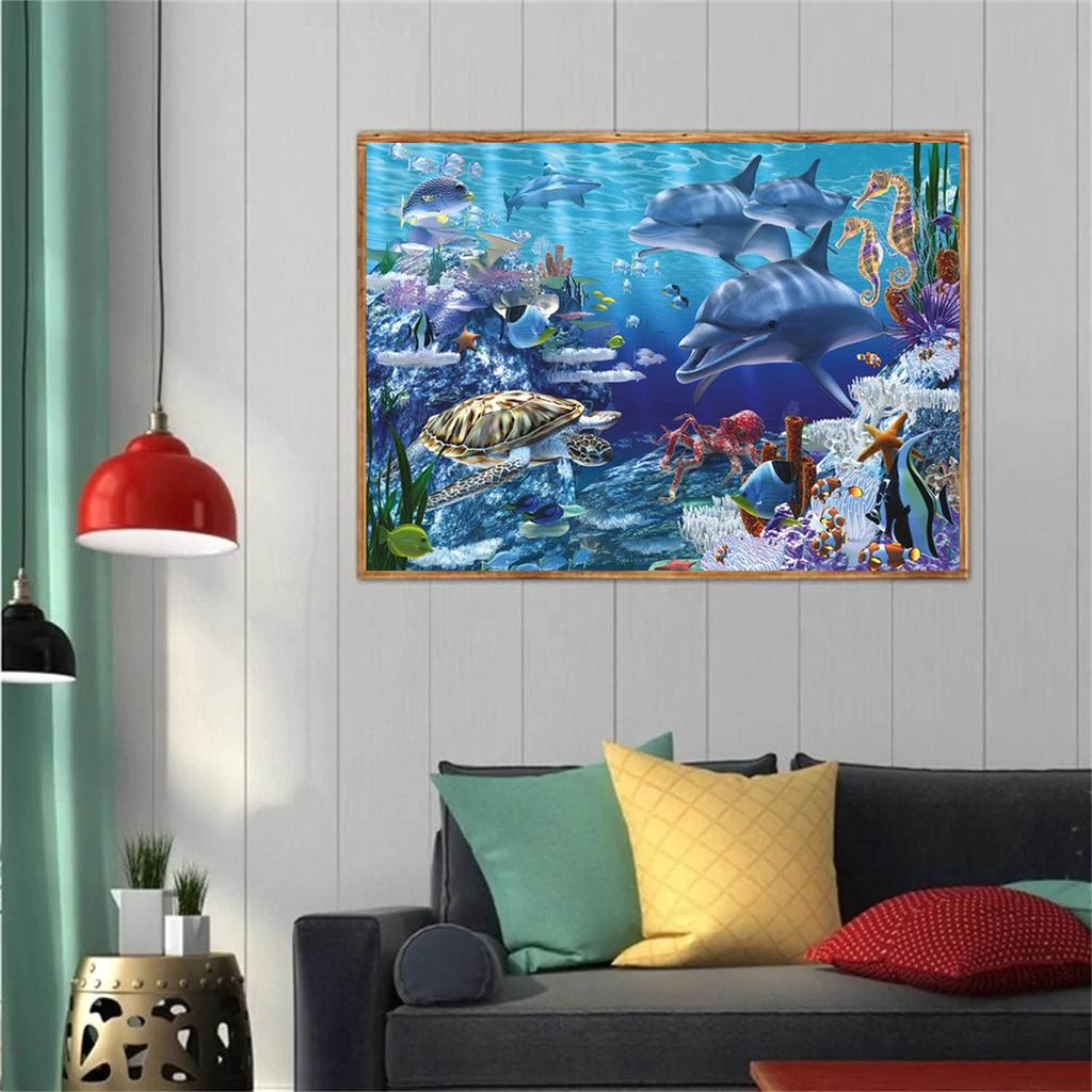 5D DIY Diamantové Malování Setkání Mořských Živočichů Stehový Set Plná Diamantová Výšivka Mozaikové Umění Obrázek z Kamínků Dekorace Dárek
