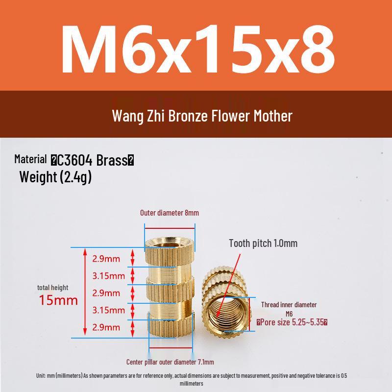 M1-M10 Knurled Brass Heat Insert Nut for Injection Molding