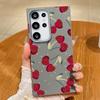 Cute Cherry Pattern TPU Leather Texture Slim Magnetic Case For Samsung S25 Ultra S24 FE S23 S22 S21 Wireless Charge Matte Shockproof Soft Phone Cover