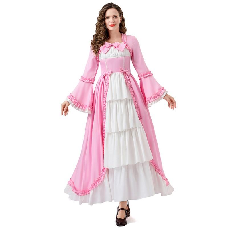 Medieval Renaissance Costume Dress Women Cosplay Party Halloween Outfit In Black Green Red Pink