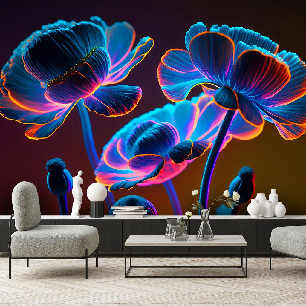 Wallpaper Neon Flowers Nature