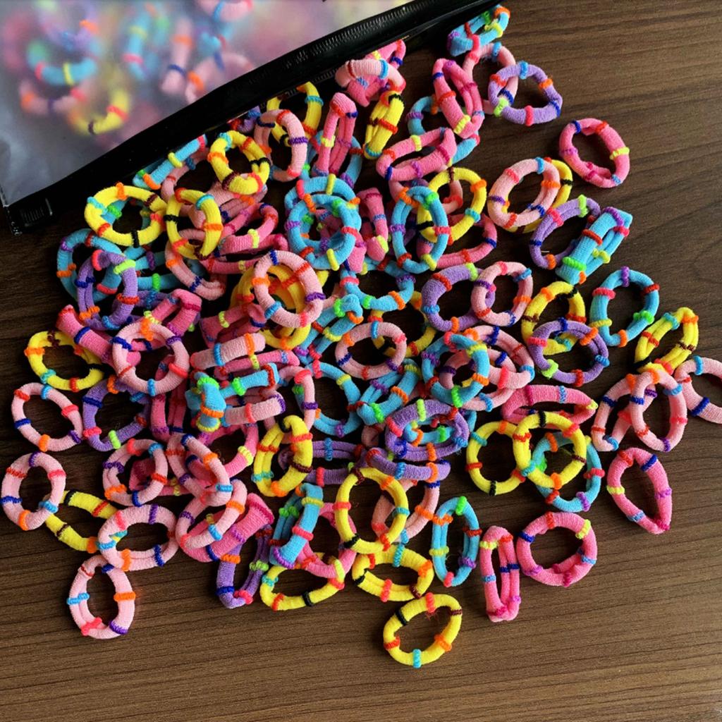 100 Stück Kinder elastische Haarbänder Mädchen Gum Scrunchie Gummiband für Kinder Nylon Haargummis Stirnband Baby Haarschmuck