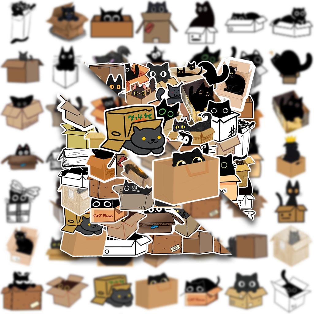 

54-Piece Cute Cat Hide-and-Seek Series Graffiti Stickers for Tablet, Suitcase & Laptop Decoration