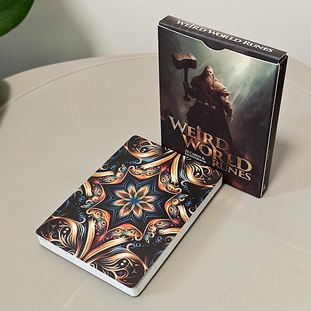 9*6cm Weird World Runes Deck - 25 Elder Futhark Oracle Cards for Divination Printed on 350GSM Double-embossed Cardstock