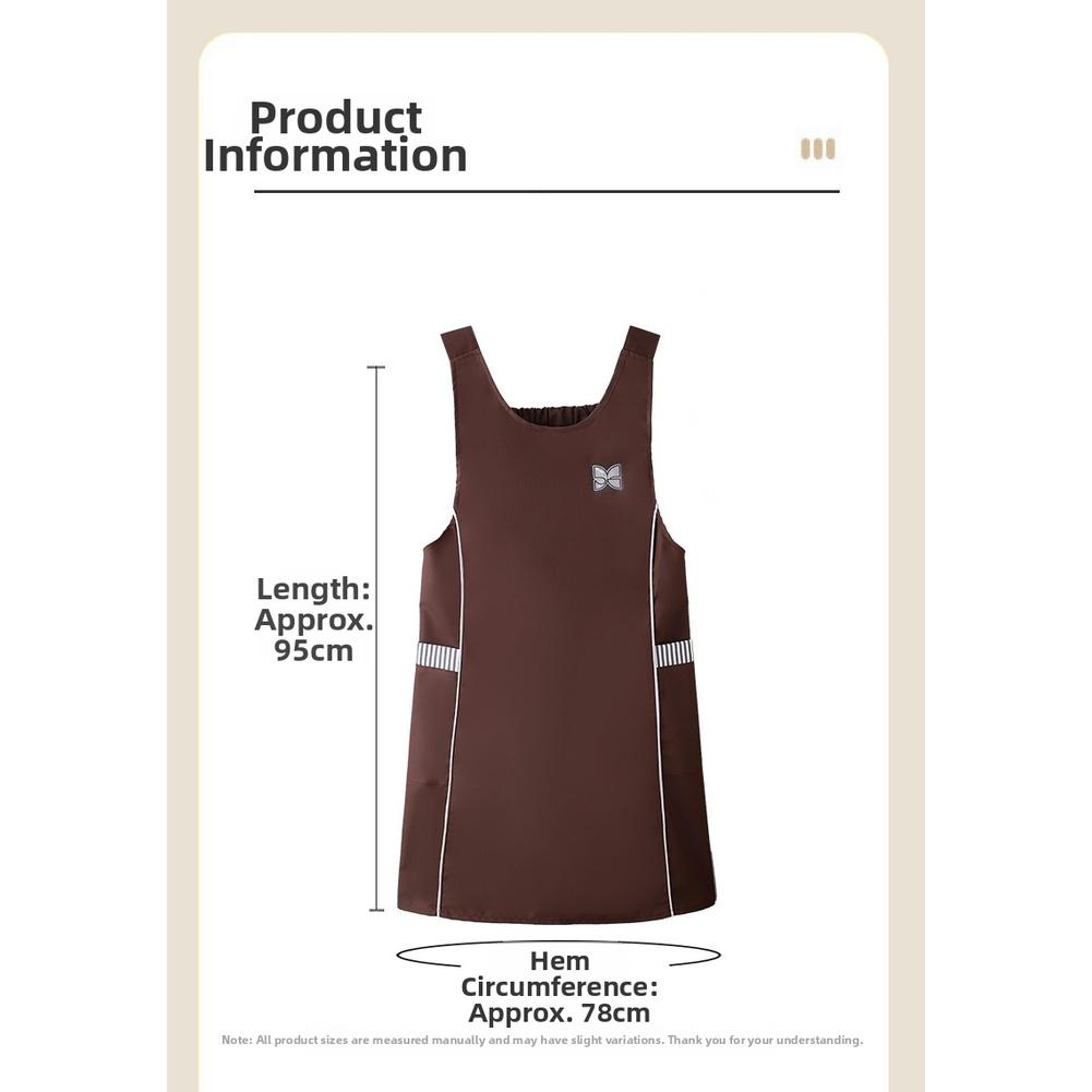 Waterproof Kitchen Apron with Adjustable Waist Tying Oil Resistant Sleeveless Workwear Featuring Spacious Side Pockets