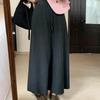 Skirt for Women Casual Versatile Elastic High Waist Long Loose Thickened Stretchy Slim Solid Colour Knit  Skirt