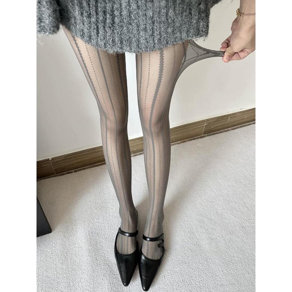Ultra-Thin Black Polka Dot Stockings for Women - Snag-Resistant, Highly Transparent, Spring/Summer Style, Bare Leg Feel.