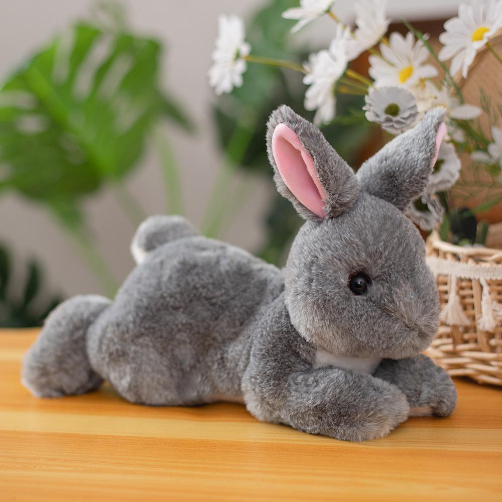 30-50cm Realistic Furry Rabbit Plush Toy Lifelike Animal Bunny Cute Baby Doll Simulation Model Birthday Gift Kawaii Room Decor