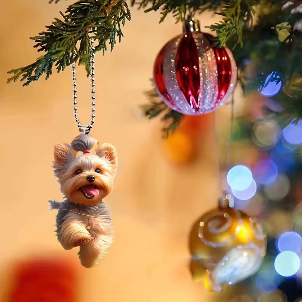 2pcs vibrant acrylic Happy Running Dog statue - car rearview mirror decoration, keychain bag, home decoration