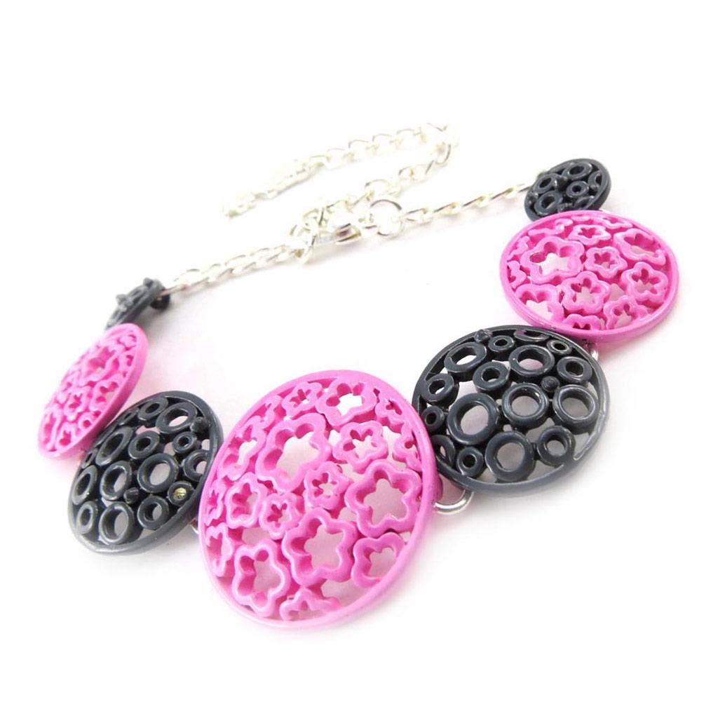 NOA [J3180] - Bracelet Créateur 'Flora' gris rose